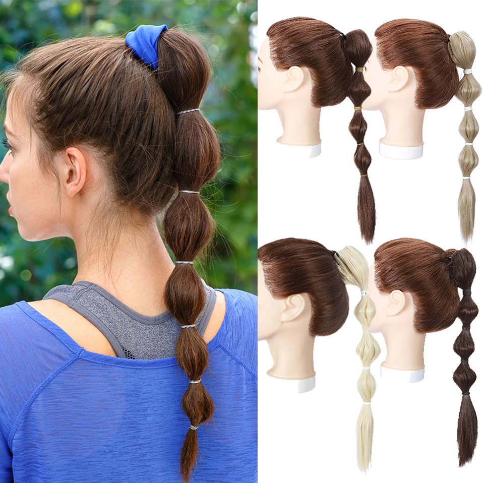 

Hairro 45cm Black Lantern Bubble Long Ponytail For Women Claw Clip On Ponytail Hair Extension Fashionable Synthetic Ponytails