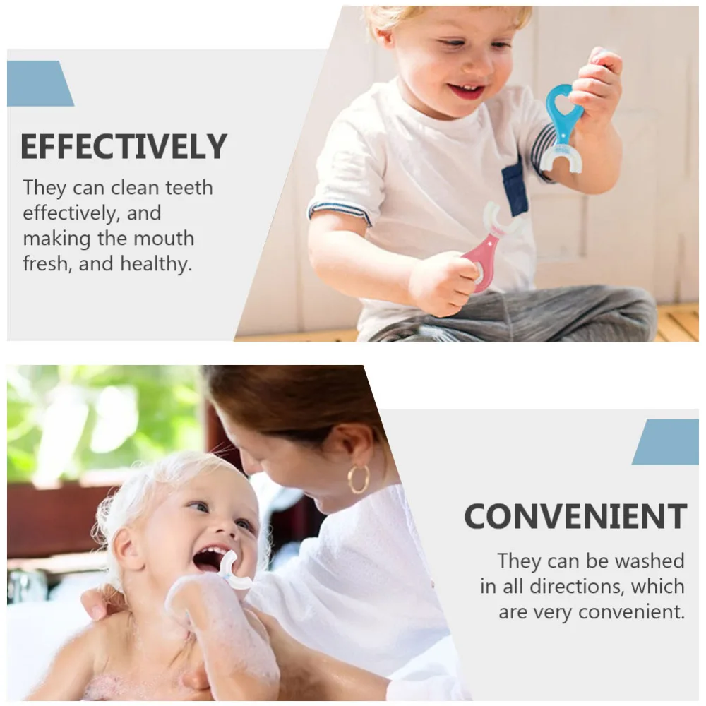 

1 Set 4Pcs U-Shape Creative Kids Toothbrushes Practical Children Tooth Brushes