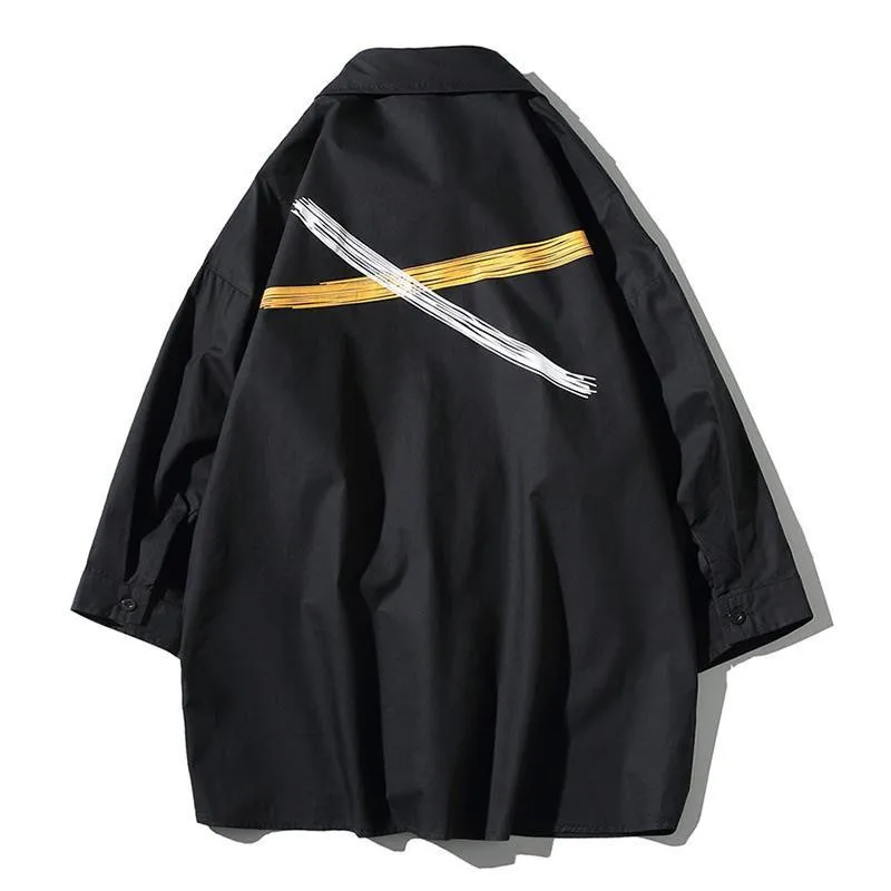 Рубашка мужская в стиле хип-хоп модная Повседневная Блузка Корейском смешная