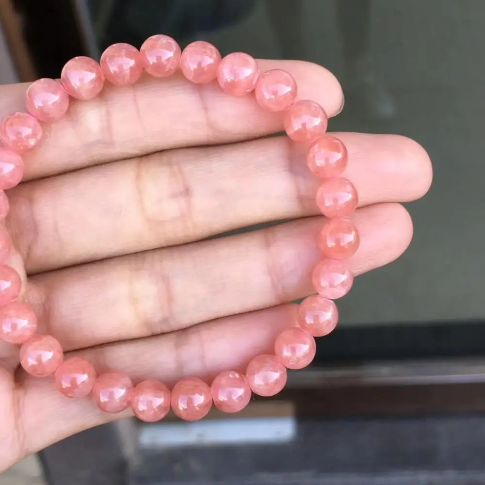 Женский браслет с натуральными розами и круглыми бусинами 6 мм 7 8 9 AAAAA|Гибкие