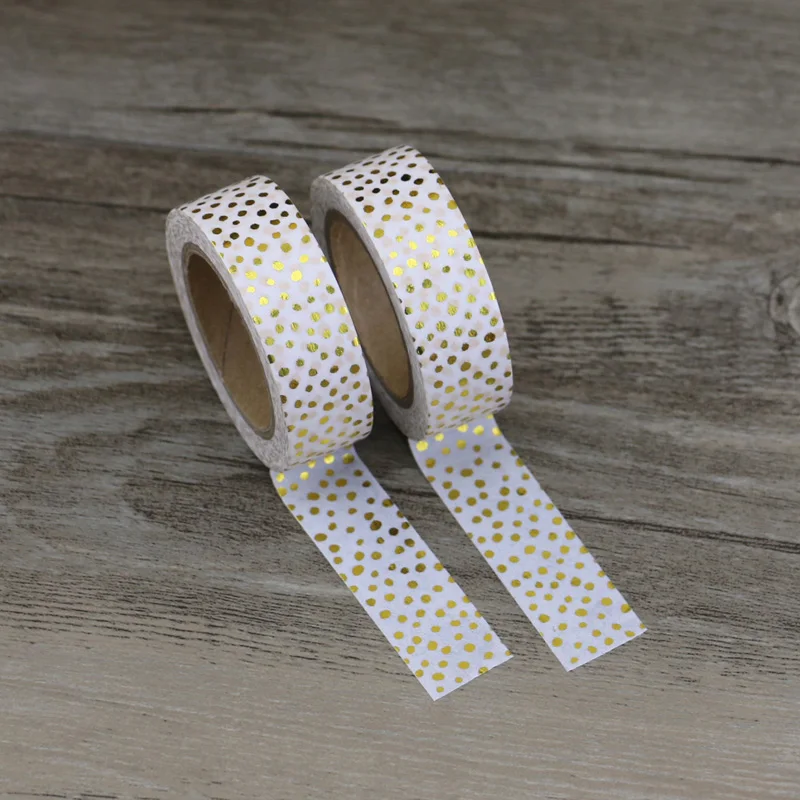 

NEW 10pcs/lot 15mm*10m christmas golden Dot foil washi paper tape golden dot washi tape masking tape scrapbooking washi tape