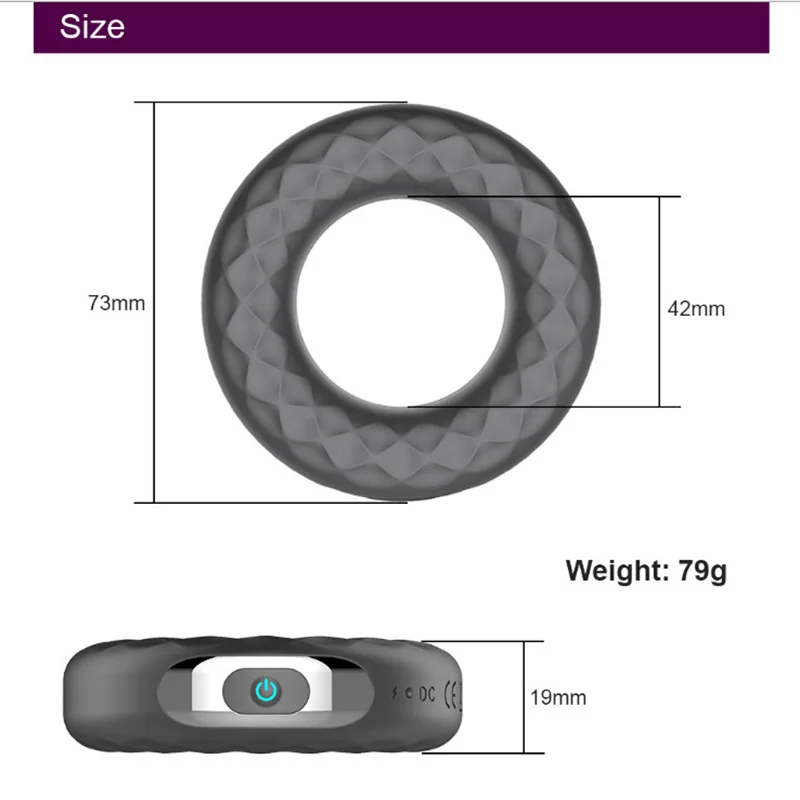 Male Penis Enlargement Cock Vibrator Ring Charging Silicone Vibrating Lock Mens Delayed Ejaculation Sex Toys For Men | Красота и