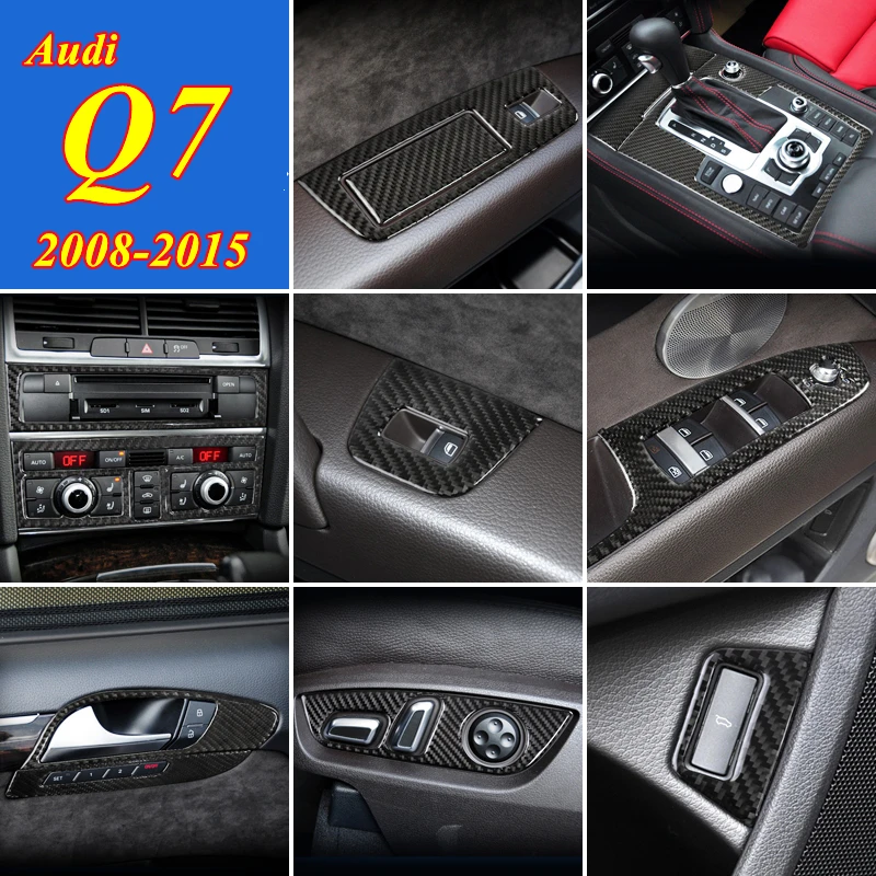 For 2008-2015 Audi Q7 Real Carbon Fiber Decoration 3D Sticker Car Interior Accessories Gear Center Console Window Control Panel