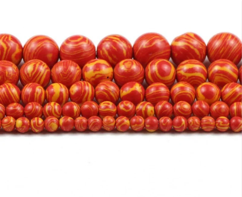 

4/6/8/10mm Orange Malachite Mix Color Loose Beads for Jewelry Making DIY Fashion Bracelet Accessories