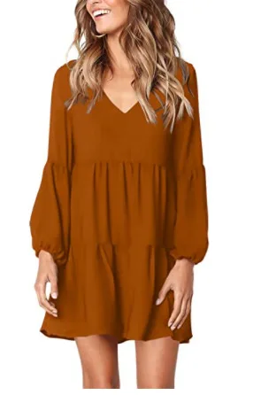 

Women Summer Tunic Dress V Neck Casual Loose Flowy Swing Shift Dresses