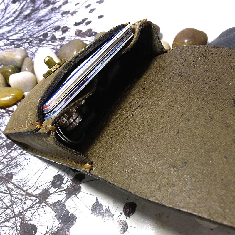 Миниатюрная поясная сумка blongk кожаный тонкий кошелек ручной работы маленький