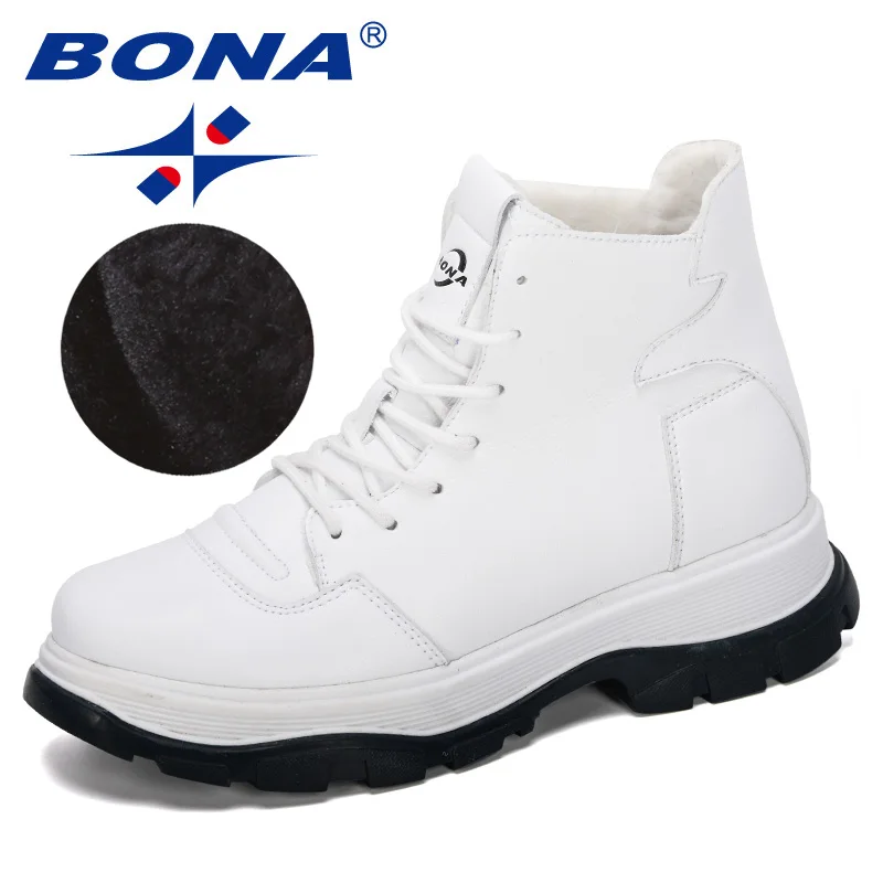 White BONA/Новинка года; дизайнерские короткие плюшевые ботильоны из микрофибры; женские зимние уличные теплые ботинки; удобная женская обувь; Botas Mujer - Цвет: White