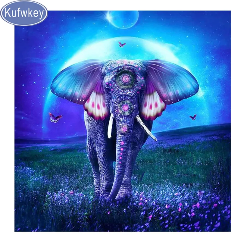 

5D DIY Diamond Painting Colorful Elephant Full Round Diamond embroidery Cross stitch Diamond crystal Wall Painting