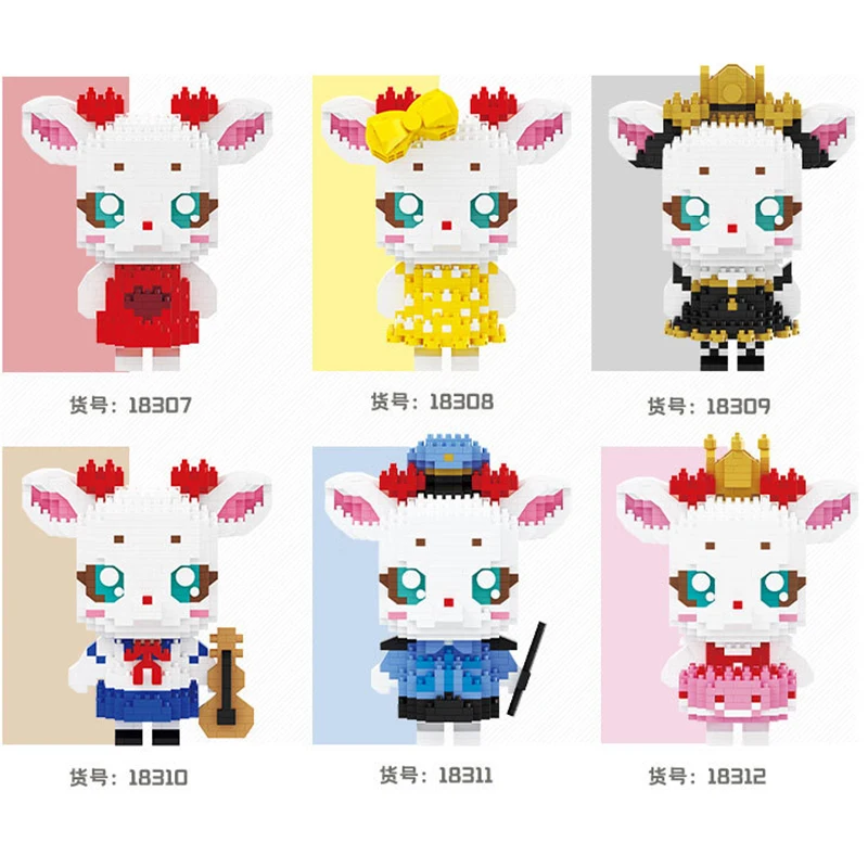 

Игрушка для девочки, мини-Аниме оленя, 3D модель, строительный блок, «сделай сам», животное, кукла, платье, ролевая игра, сборный строительный ...