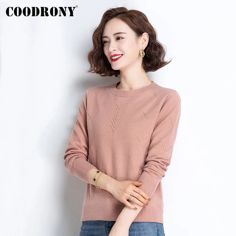 

COODRONY Brand Spring Autumn Elegant Casual Womenâ€˜s Slim Sweaters Streetwear Fashion Female Knitted Soft O-Neck Jumpers W1367