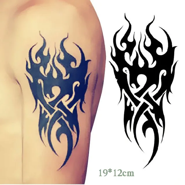 

Waterproof Temporary Tattoo Sticker fire flame totem dragon hawk henna tatto stickers flash tatoo fake tattoos for women men 7