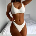 Бикини 2021, купальник, Женский однотонный купальник, сексуальное бикини, купальный костюм для женщин, комплект бикини, пляжная одежда на шнурках, купальный костюм