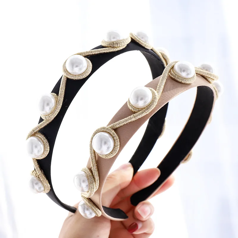 

2020 винтажная рамка с жемчугом, лента для волос для женщин плетеные повязки на голову для девочек аксессуары для волос Opaska сделать Wlosow Diademas ...