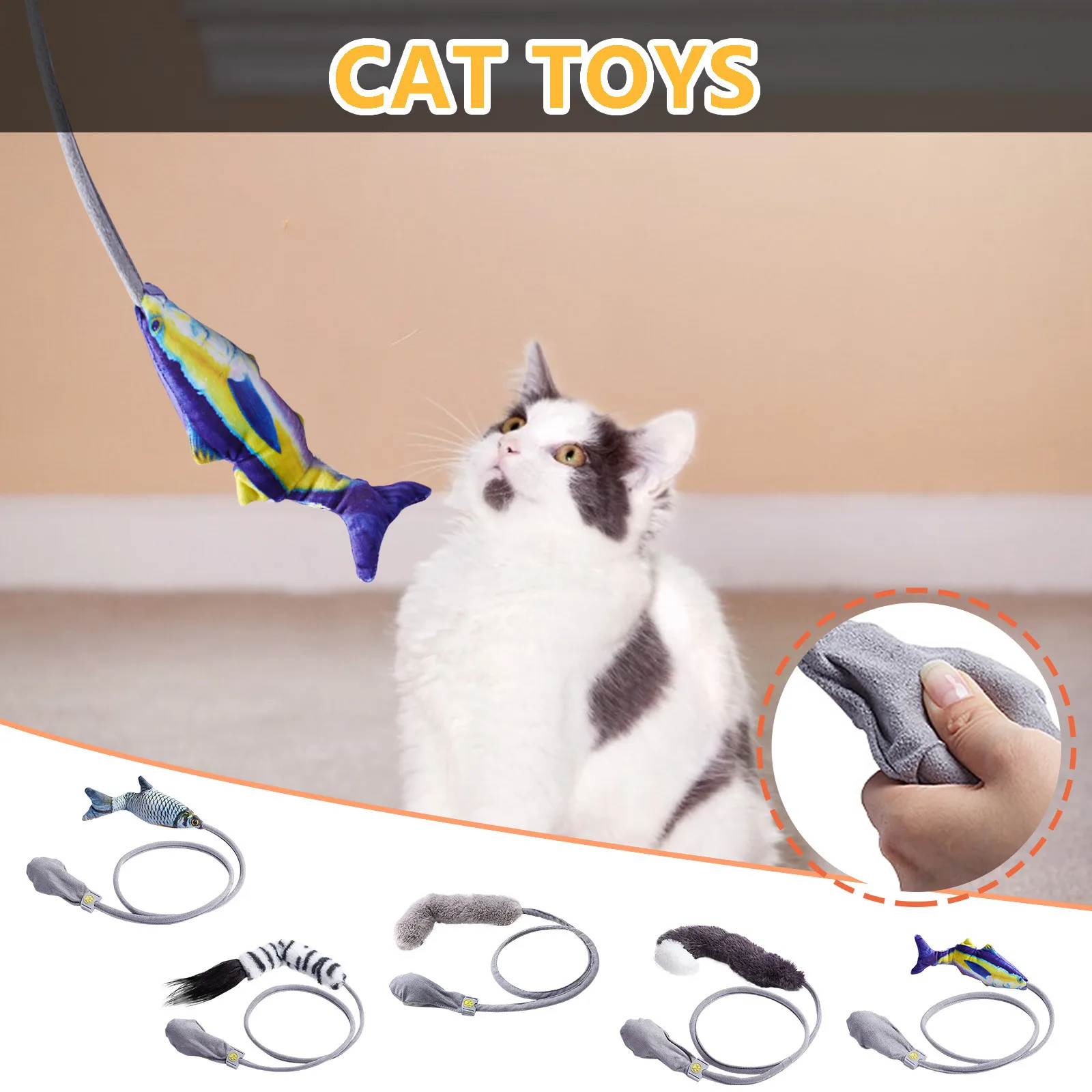 

#48 Cat Toys Pet Toy Creative Pet Funny Cat Toy Cat Funny Cat Stick Simulation Beating Fish Pet Toy Jouet Chat