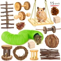 wooden pet hamster toy set pet rabbit guinea pig parrot playing molar wood products combination