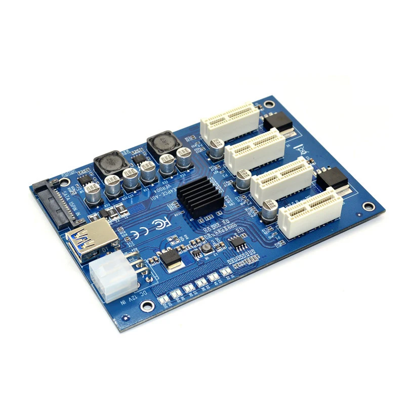 PCIE 1-4 PCI E Express 1X to 16X Riser Card Mini ITX 1X to External 4 PCI-E Slot Adapter Card  BTC Miner
