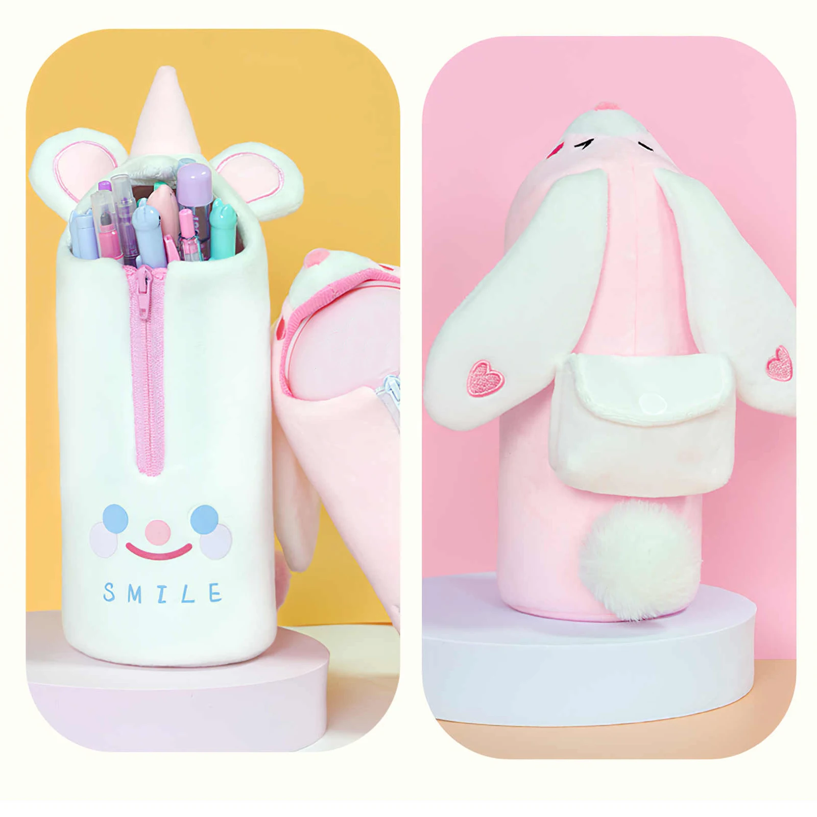 

1Pcs Children Pencil Case Pen Pouch Plush Zipper Bags Cosmetic Make Up Organizer Pouch Kids Stationery Supplies Cute Animal