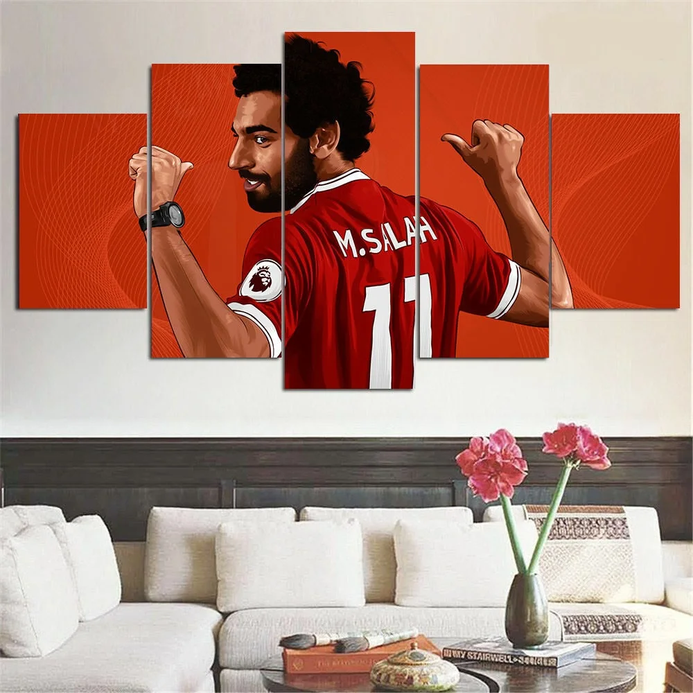

No Framed Canvas 5Pcs Egyptian Football Star Modern Wall Art Posters Pictures Home Decor Accessories For Living Room Paintings