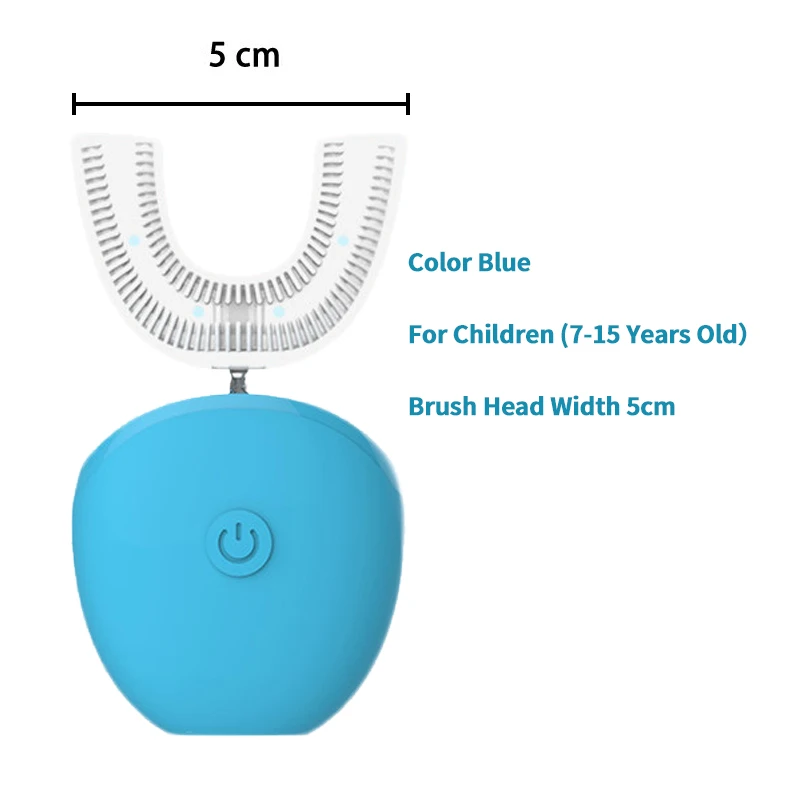 Children Blue 360 звуковая электрическая зубная щетка для детей и взрослых, автоматическая электрическая зубная щетка для детей, u-образная щетка, холодный светильник, отбеливатель зубов - Цвет: Children Blue