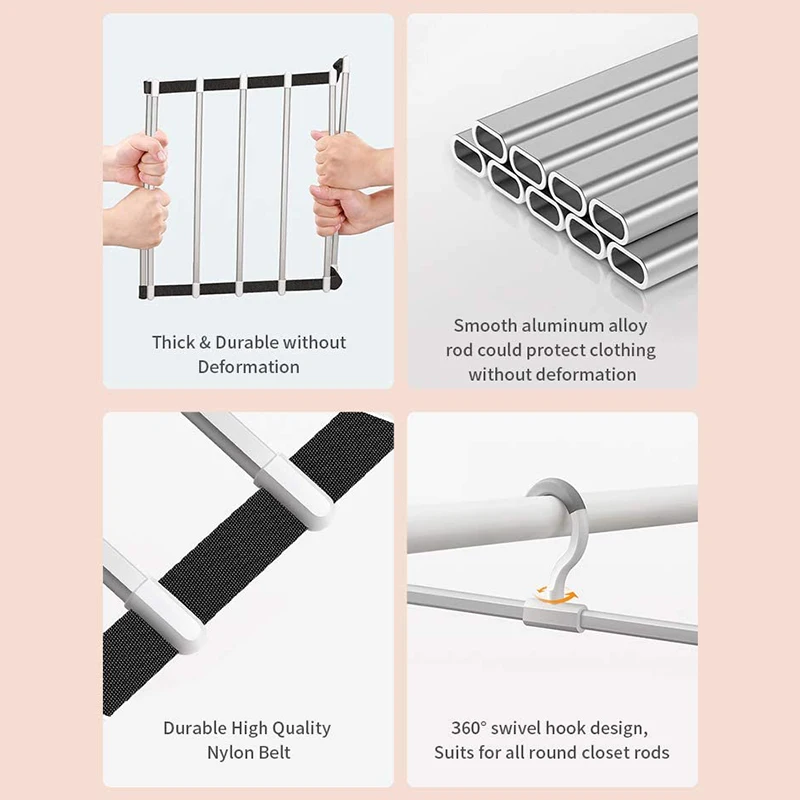 

Pants Hangers Space Saving Hangers Clothes Hangers 6 Tier Aluminum Closet Trousers Hangers Pants Jeans (3 Pack)