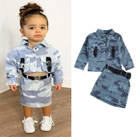 toddler kids baby girl outfits long sleeve shirt top mini high waist skirts with belt girls 2psc clothes set 2 7y