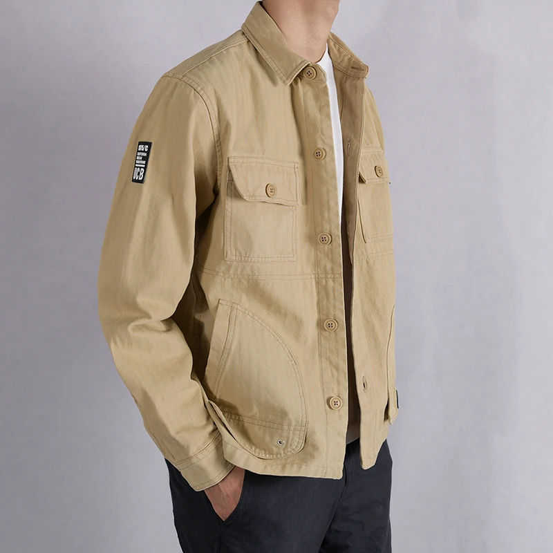 Куртка мужская из чистого хлопка Повседневная Красивая модная однотонная новая