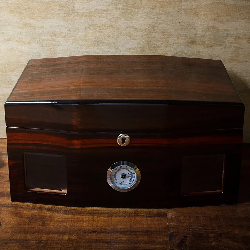 Элегантный Глянцевый кедрового дерева хьюмидор Стекло W/заблокирован сигарета