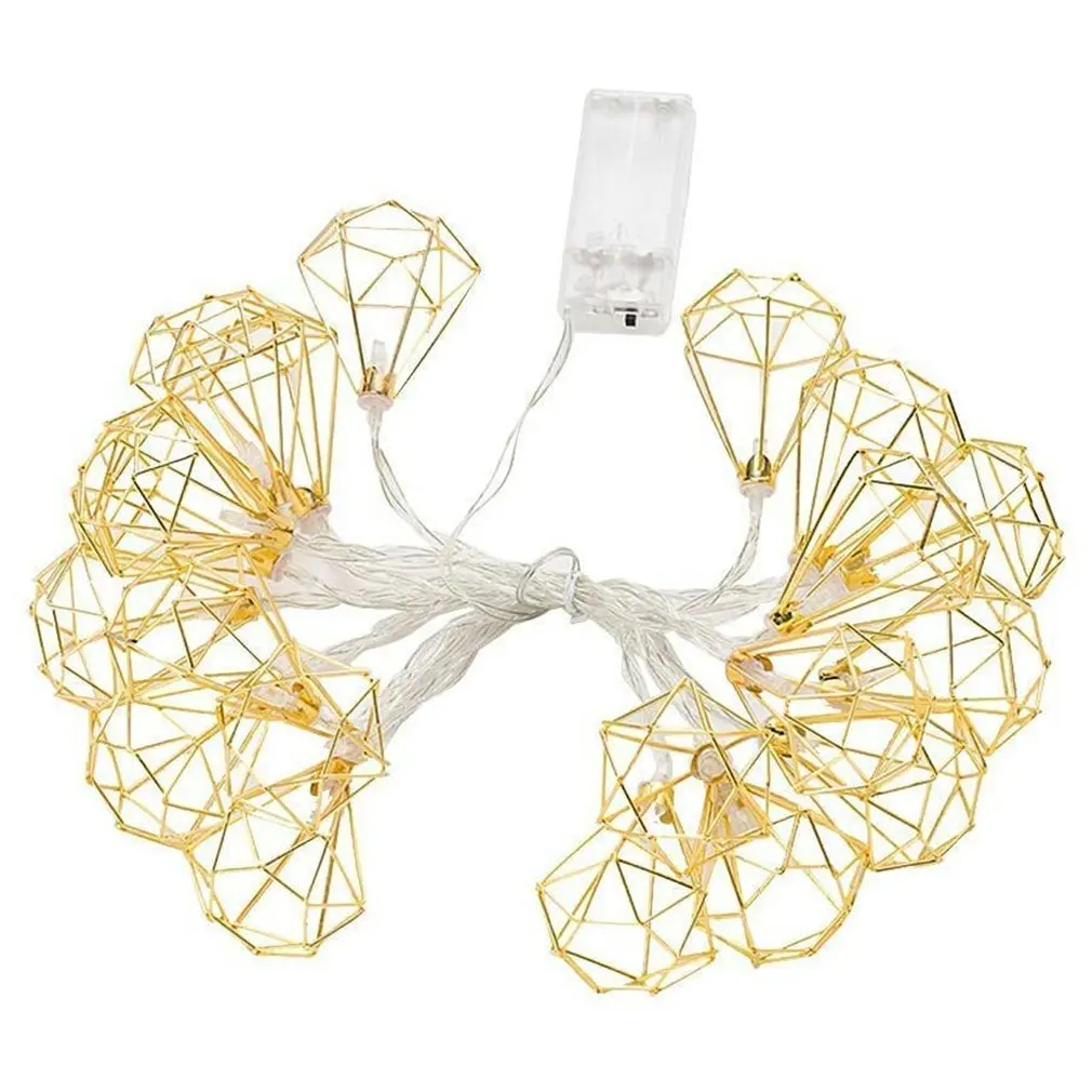 

300CM Metal Geometric Lights Led Light Chain Geometric Shape Diamond Star Water Drop Shaped Fairy Lamp For Decoration