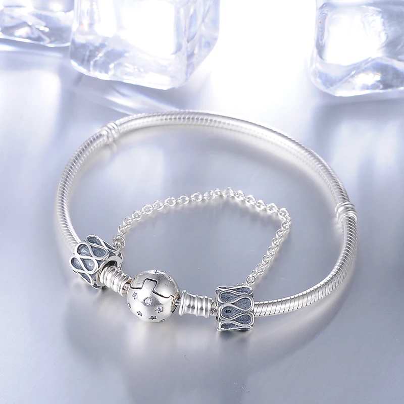 

Hot Sale 1100% 925 Sterling Silver Safety Chain Charm fit Original Pandora Charms Bracelets DIY Women Jewelry Making