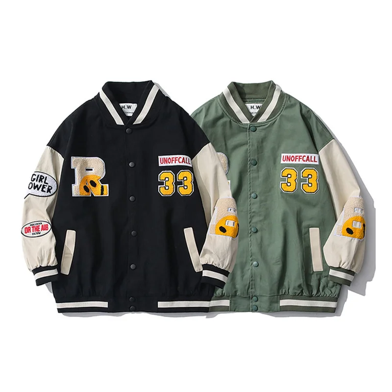 

Oversize Embroid Letter Women Baseball Jacket Unisex Couple Men's Boyfriend Style Bomber Coat Varsity