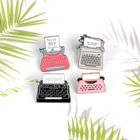 cartoon typewriter enamel pin vintage writing brooches backpack clothes button badge jewelry gift for kids friends accessories
