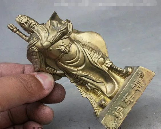 308 китайский латунный резной охранник автомобиля воин Бог Гуань Гонг Yu Голова