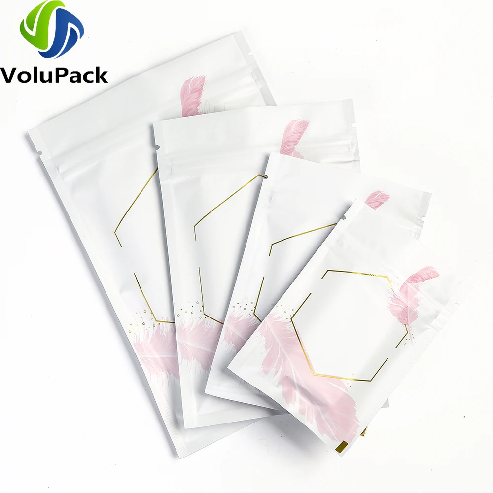 

Matte White Printing Ziplock Packaging Bags Aluminum Foil Mylar Plastic Bags Recyclable Heat Seal Zipper Pouches With Tear Notch