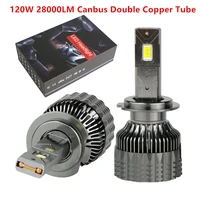 2pcs 28000lm 120w h1 led h7 led canbus double copper tube led headlights for car led headlight bulb 6000k 12v 24v auto lamp