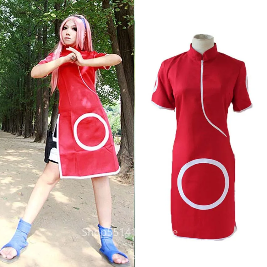 Женское розовое платье Чонсам Haruno Sakura 1-го поколения костюм для косплея аниме