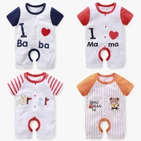new 2020 baby boys girls rompers summer short sleeve o neck button cute cartoon print jumpsuit newborn playsuit infant clothing