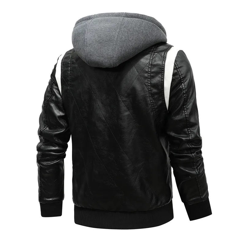 

Hooded Leather Jacket Men's Winter Thick Warm Casual Coats 2020 New Mens Motorcycle Jacket Plus Velvet Leather Coat Fashion
