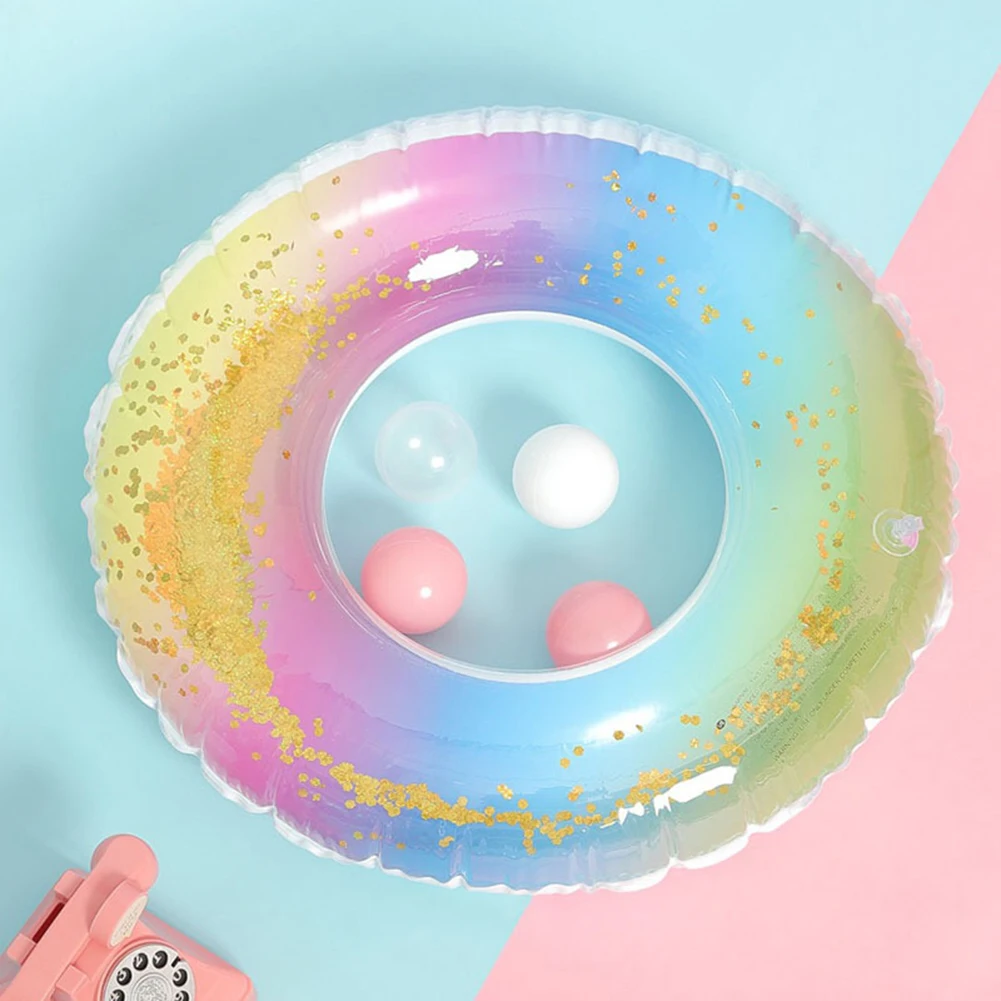 

Блестками градиентной радужной расцветки Надувное плавающее кольцо надувные подушки для бассейна воды круг летние пляжные вечерние игруш...