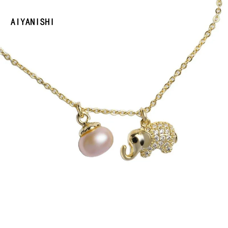 Ожерелье AIYANISHI с натуральным пресноводным жемчугом, 18 карат