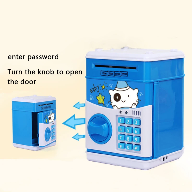 

Saving Box Cartoon Pattern Bank Safe ATM Bank Music Money Box Electronic bank Cat Paper Money Cash Coin Bank