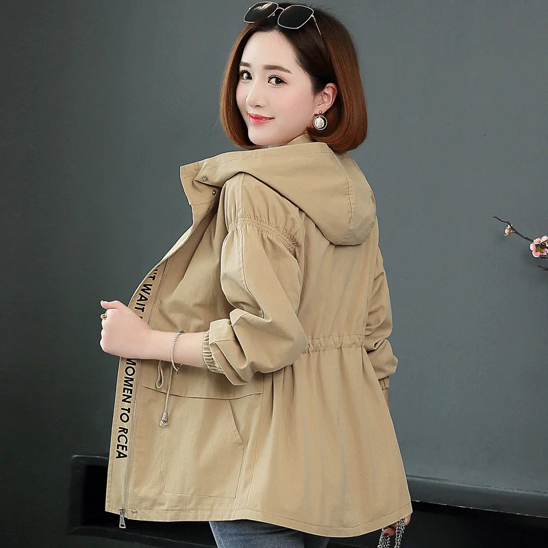 

New Fashion Windbreaker Women's Jacket 2020 Autumn Long Sleeve Hooded Jackets Pocket Zipper Coat Female Outerwear Plus Size E6