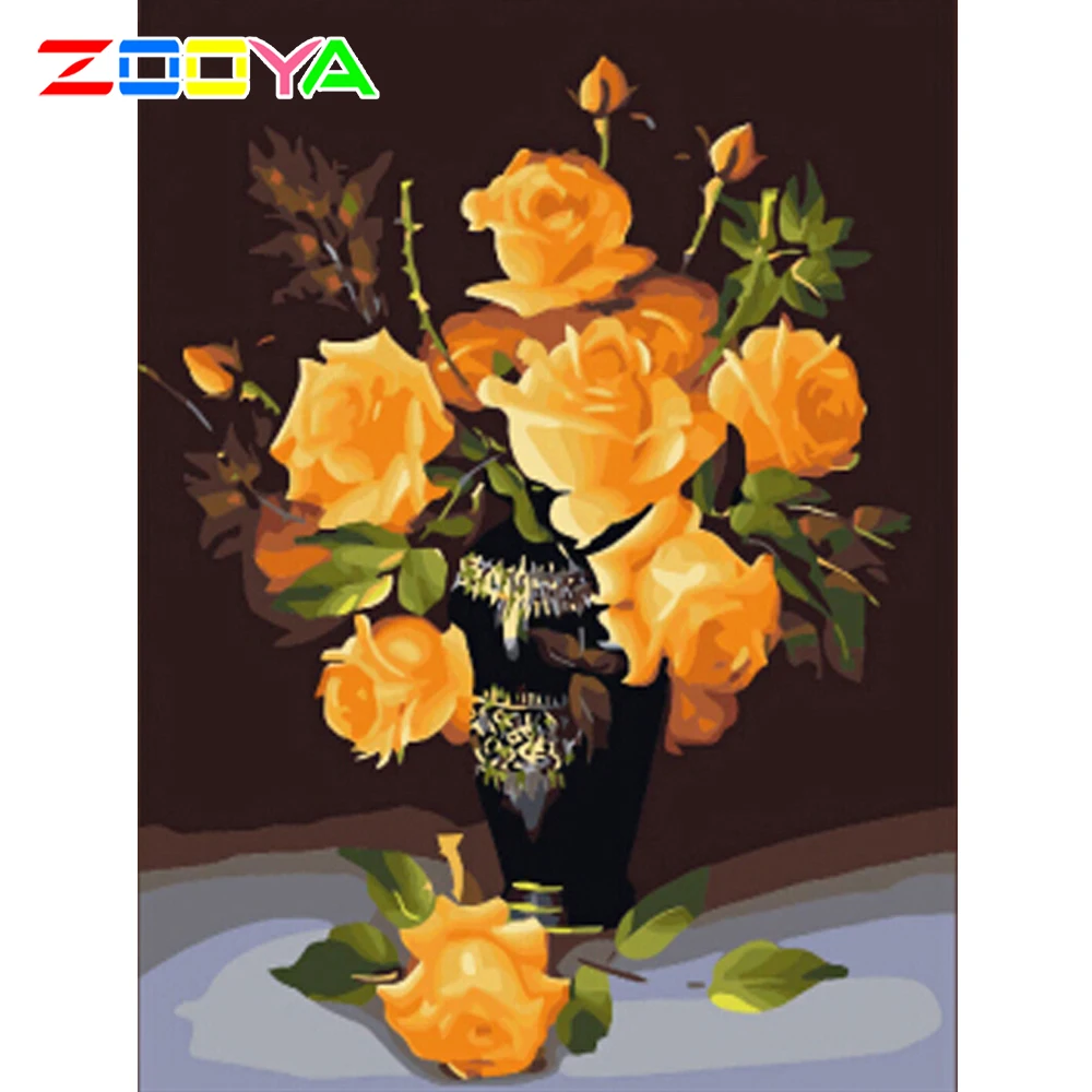 

MUXUN Diamond Painting Yellow Rose 5D Diamond Embroidery Flower Sale Mosaic Wedding Decoration Full Square Drill Painting Gifts