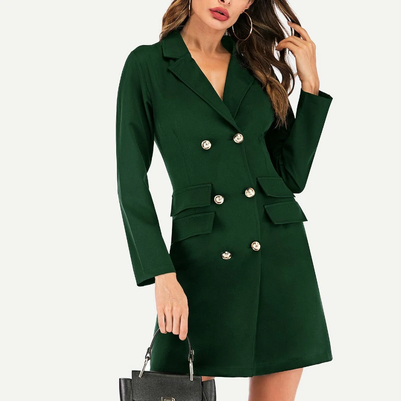 Весеннее элегантное платье женское черное белое двубортный костюм платья