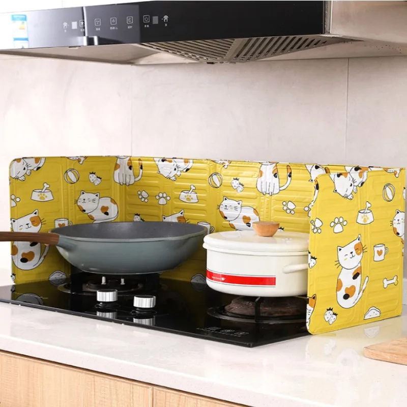 

Kitchen Printing Stove Oil Baffle Aluminum Foil Oil-proof Plate Heat Insulation Splash-Proof Fried Vegetable Scalding Baffle