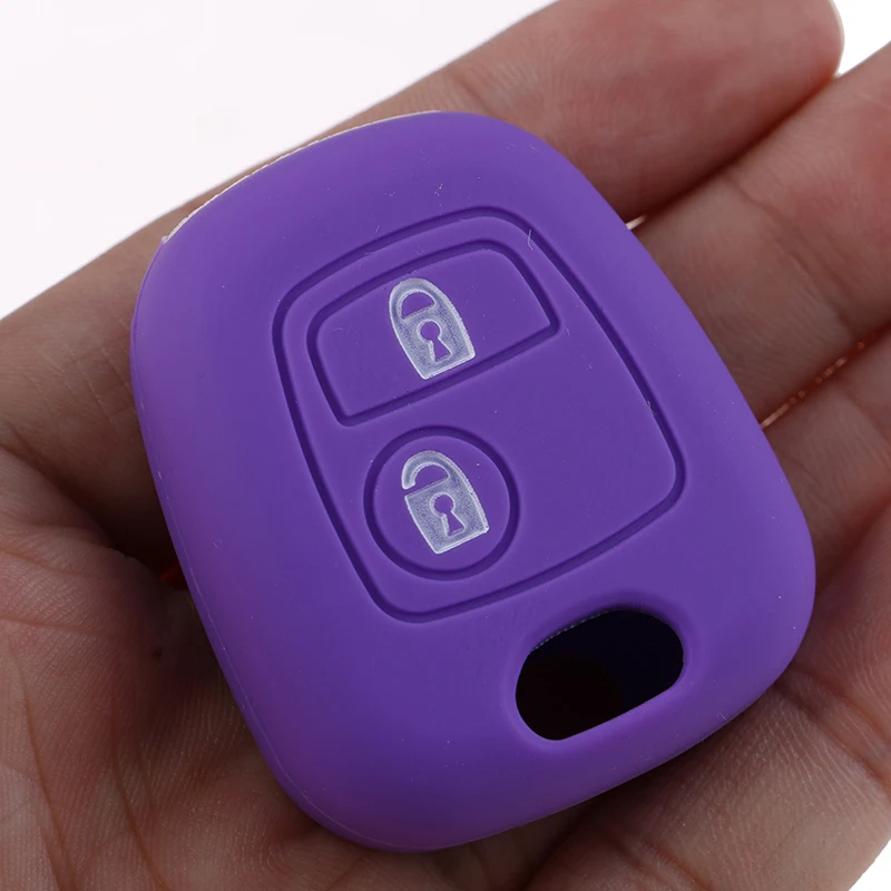 

2 Buttons Silicone Rubber Car Remote Key Case Cover For 107 206 307 207 408 Key Protector Holder Shell