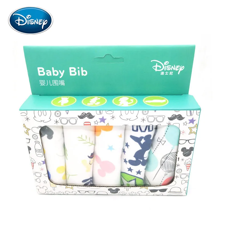Disney 5pcs/box baby cartoon saliva towel cotton print Mickey bib double triangle eat | Детская одежда и обувь