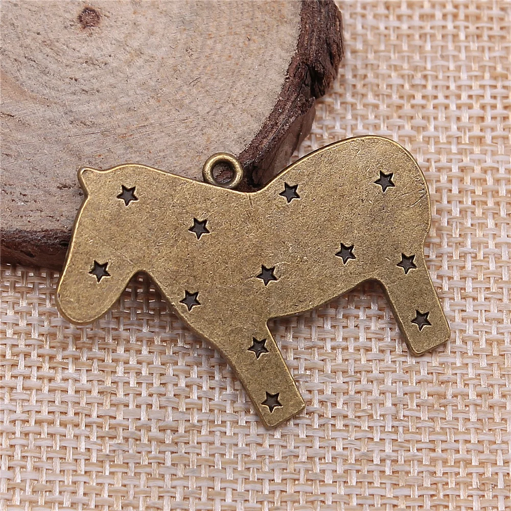 

4 шт., Бронзовые Подвески в форме лошади, 43 х35 мм