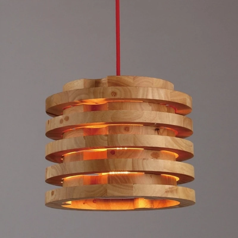 

Nordic Retro Solid Wood LED Pendant Lamp Creative Designer Luminaire Suspension Pendant Light Home Decor for Living Dining Room