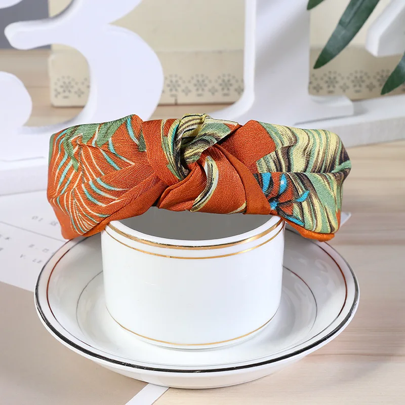 Новинка Женская винтажная Цветочная повязка для головы с принтом Топ бантик