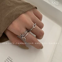 masion damour 2020 new design 925 sterling silver vintage punk style antique alphabet note finger rings for women jewelry